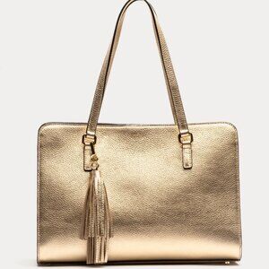 NWT Frances Valentine Sami Tote Tumbled Leather Gold The Perfect Tote! GORGEOUS